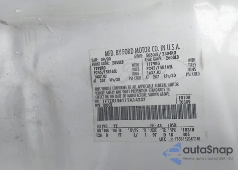 2001 Ford Ranger Edge/Xlt z USA, uszkodzony, nr VIN 1FTZR15E11TA14237